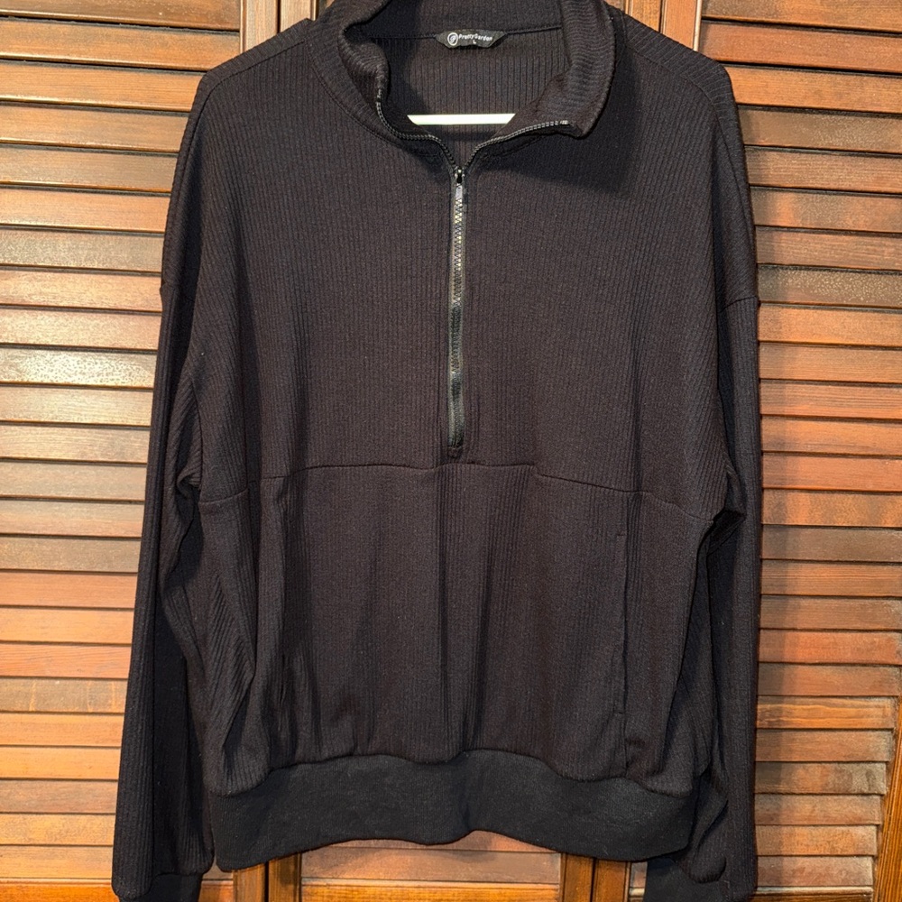 Pretty Garden Black Half-Zip Sweatshirt